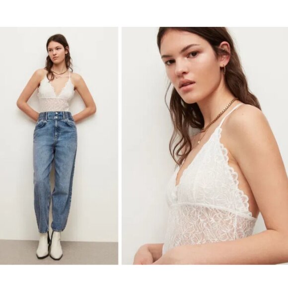 ALLSAINTS | Erity Lace Bodysuit In Chalk White - Picture 3 of 14